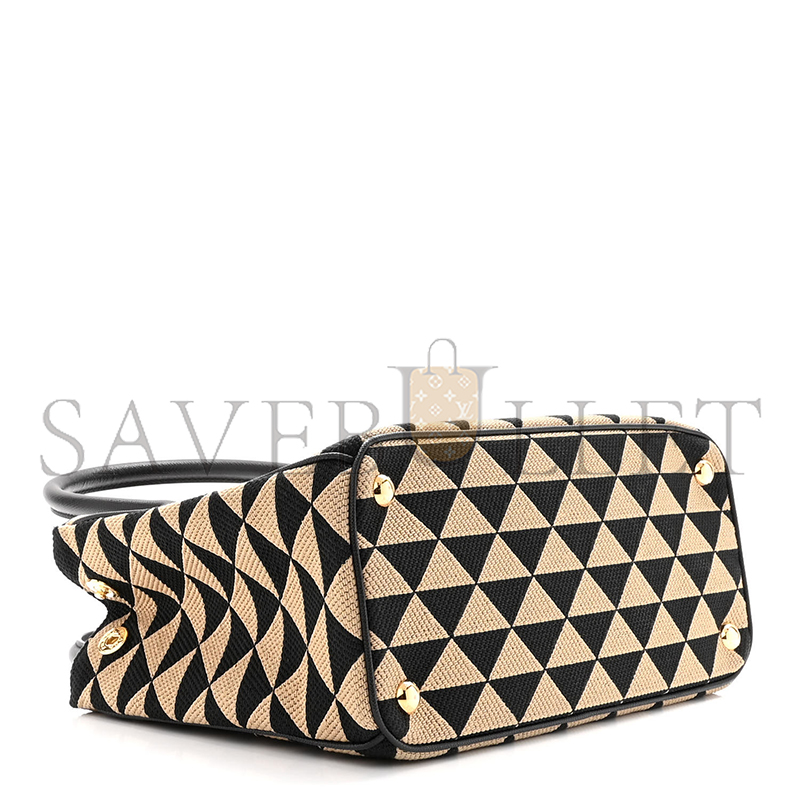 PRADA BEIGE SMALL SYMBOLE EMBROIDERED FABRIC BAG 1BA863 (28*19.5*12cm) 